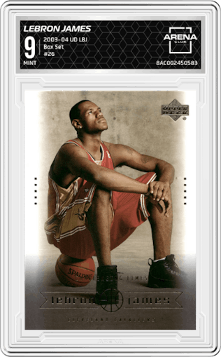 Lebron James from the 2003-04 Upper Deck LeBron James  set graded by Arena Club and given an overall grade of 9.