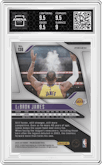 LeBron James from the 2024-25 Panini Prizm set featuring a Red/White/Blue parallel graded by Arena Club and given an overall grade of 9.5.