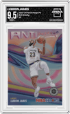 LeBron James from the 2023-24 Panini Hoops Premium Stock set graded by Arena Club and given an overall grade of 9.5.