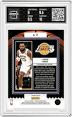 LeBron James from the 2023-24 Panini Mosaic set featuring a Mosaic parallel graded by Arena Club and given an overall grade of 9.5.