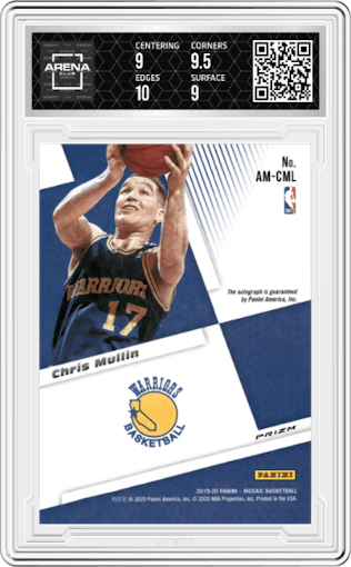 Chris Mullin from the 2019-20 Panini Mosaic  set graded by Arena Club and given an overall grade of 9.5.