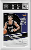 Peja Stojakovic  from the 2023-24 Panini Revolution set featuring a Levels parallel graded by Arena Club and given an overall grade of 9.
