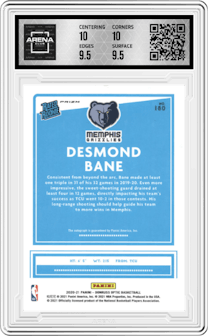 Desmond Bane from the 2020-21 Panini Donruss Optic set featuring a Choice parallel and given an overall grade of 10.