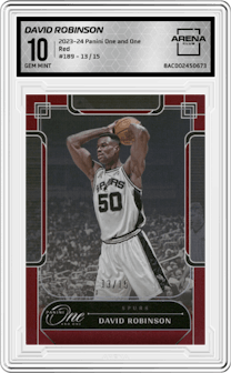 David Robinson from the 2023-24 Panini One and One set featuring a Red  parallel graded by Arena Club and given an overall grade of 10.