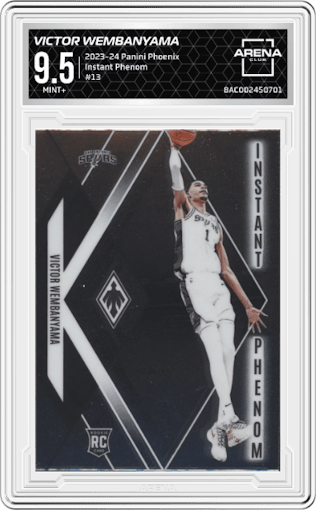 Victor Wembanyama from the 2023-24 Panini Phoenix set graded by Arena Club and given an overall grade of 9.5.