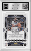 Karl-Anthony Towns from the 2023-24 Panini Obsidian set featuring a Electric Etch Blue Flood parallel graded by Arena Club and given an overall grade of 10.