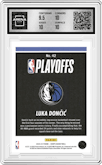 Luka Doncic from the 2022-23 Panini NBA Hoops set graded by Arena Club and given an overall grade of 10.