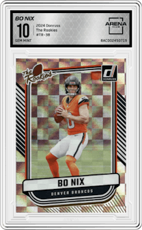 Bo Nix from the 2024 Donruss set graded by Arena Club and given an overall grade of 10.