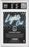 Stephen Curry from the 2022-23 Panini Donruss Optic  set featuring a Holo parallel graded by Arena Club and given an overall grade of 9.