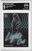 Stephen Curry from the 2022-23 Panini Donruss Optic  set featuring a Holo parallel graded by Arena Club and given an overall grade of 9.
