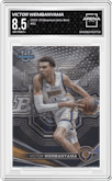 Victor Wembanyama from the 2022-23 Bowman University Best set graded by Arena Club and given an overall grade of 8.5.