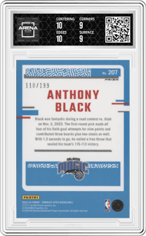 Anthony Black from the 2023-24 Donruss Optic set featuring a Orange parallel graded by Arena Club and given an overall grade of 9.5.