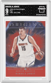 Nikola Jokic from the 2024-25 Panini Origins set featuring a Red parallel graded by Arena Club and given an overall grade of 9.