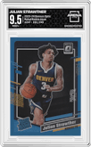 Julian Strawther from the 2023-24 Donruss Optic set featuring a Aqua parallel graded by Arena Club and given an overall grade of 9.5.