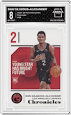 Shai Gilgeous-Alexander from the 2018-19 Panini Chronicles set graded by Arena Club and given an overall grade of 8.