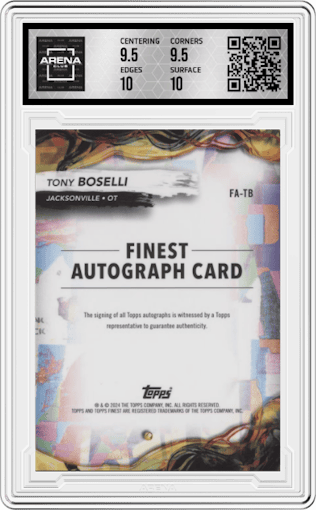 Tony Boselli from the 2024 Finest set graded by Arena Club and given an overall grade of 10.
