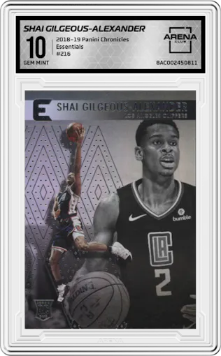 Shai Gilgeous-Alexander from the 2018-19 Panini Chronicles set graded by Arena Club and given an overall grade of 10.