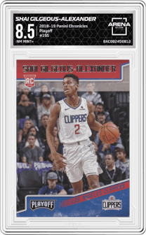 Shai Gilgeous-Alexander from the 2018-19 Panini Chronicles set graded by Arena Club and given an overall grade of 8.5.