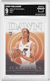 Cody Williams from the 2024-25 Panini Origins set graded by Arena Club and given an overall grade of 9.