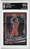 Coby White from the 2023-24 Donruss Optic set featuring a Black Velocity parallel graded by Arena Club and given an overall grade of 9.