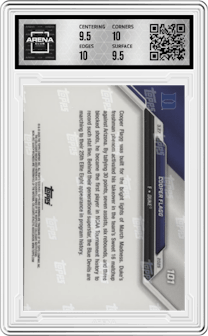 Cooper Flagg from the 2024 Bowman U Now March Madness set graded by Arena Club and given an overall grade of 10.