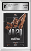 Victor Wembanyama from the 2024-25 Topps Now set graded by Arena Club and given an overall grade of 10.