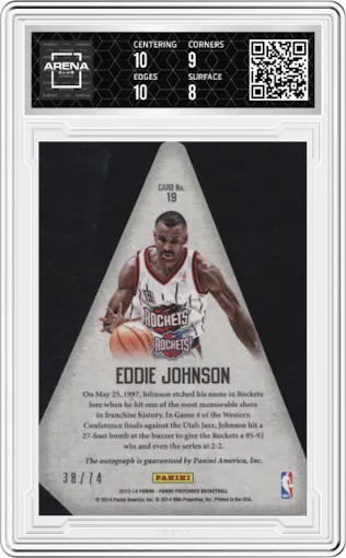 Eddie Johnson from the 2013-14 Panini Preferred set graded by Arena Club and given an overall grade of 8.5.