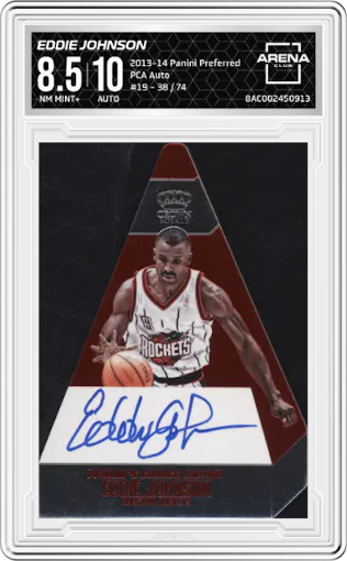 Eddie Johnson from the 2013-14 Panini Preferred set graded by Arena Club and given an overall grade of 8.5.