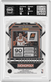 Devin Booker from the 2022-23 Panini Prizm Monopoly set featuring a Light Blue Prizm parallel graded by Arena Club and given an overall grade of 9.5.