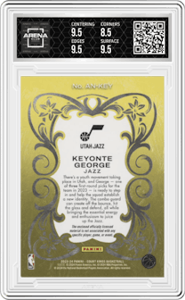 Keyonte George from the 2023-24 Panini Court Kings set graded by Arena Club and given an overall grade of 9.