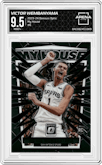 Victor Wembanyama from the 2023-24 Donruss Optic set graded by Arena Club and given an overall grade of 9.5.