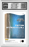 Victor Wembanyama from the 2023-24 Donruss Optic set graded by Arena Club and given an overall grade of 10.