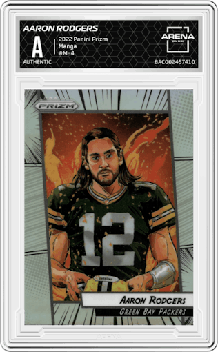 Aaron Rodgers from the 2022 Panini Prizm set graded by Arena Club.