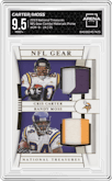 Cris Carter/Randy Moss from the 2019 Panini National Treasures set featuring a Prime parallel graded by Arena Club and given an overall grade of 9.5.