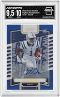 Josh Downs from the 2023 Panini Absolute set featuring a Blue Spectrum parallel graded by Arena Club and given an overall grade of 9.5.