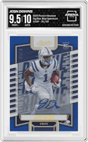 Josh Downs from the 2023 Panini Absolute set featuring a Blue Spectrum parallel graded by Arena Club and given an overall grade of 9.5.