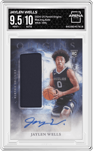Jaylen Wells from the 2024-25 Panini Origins set graded by Arena Club and given an overall grade of 9.5.