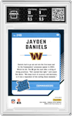 Jayden Daniels from the 2024 Donruss Optic set featuring a Holo parallel graded by Arena Club and given an overall grade of 9.5.