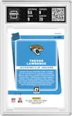 Trevor Lawrence from the 2021 Panini Donruss Optic set featuring a Orange Scope parallel graded by Arena Club and given an overall grade of 8.