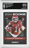 Xavier Worthy from the 2024 Panini Encore set graded by Arena Club and given an overall grade of 9.