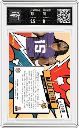 Dallas Turner from the 2024 Panini Absolute set graded by Arena Club and given an overall grade of 8.5.