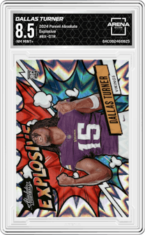 Dallas Turner from the 2024 Panini Absolute set graded by Arena Club and given an overall grade of 8.5.
