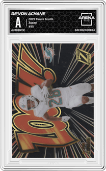 De'Von Achane from the 2023 Panini Zenith set graded by Arena Club and given an overall grade of 0.