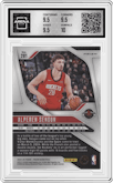 Alperen Sengun from the 2024-25 Panini Prizm set featuring a Choice Tiger Stripe parallel graded by Arena Club and given an overall grade of 10.