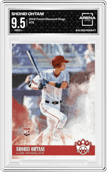Shohei Ohtani from the 2018 Panini Diamond Kings set graded by Arena Club and given an overall grade of 9.5.