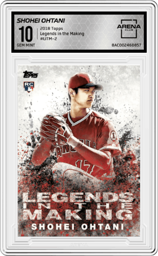 Shohei Ohtani from the 2018 Topps Series 2 set graded by Arena Club and given an overall grade of 10.