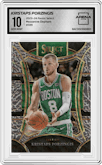 Kristaps Porzingis from the 2023-24 Panini Select  set featuring a Elephant Prizm parallel graded by Arena Club and given an overall grade of 10.
