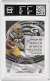 Aaron Jones from the 2023 Panini Spectra set featuring a Nebula parallel graded by Arena Club and given an overall grade of 9.5.