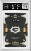 AJ Dillon from the 2020 Panini Select set featuring a Light Blue Prizm parallel graded by Arena Club and given an overall grade of 9.5.
