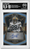 AJ Dillon from the 2020 Panini Select set featuring a Light Blue Prizm parallel graded by Arena Club and given an overall grade of 9.5.